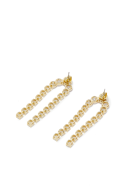 Arch Dangle Earrings, Gold-Plated Brass & Cubic Zirconias